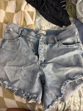Abercrombie & Fitch Light Blue Distressed Denim Shorts